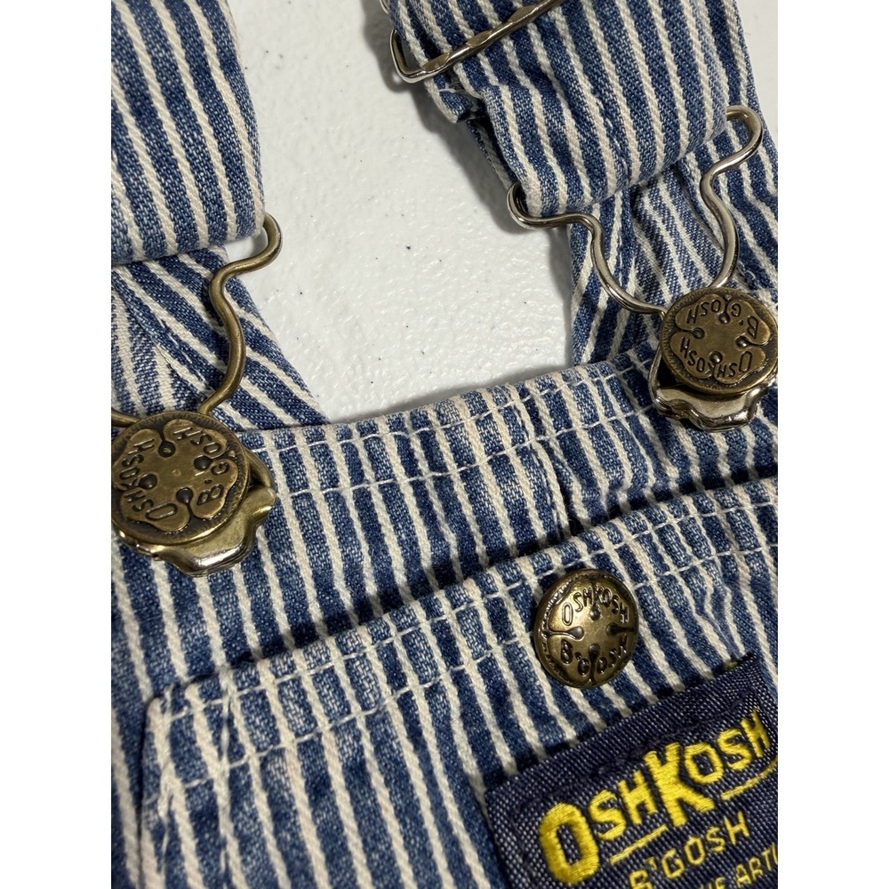 Vintage OshKosh Overalls Railroad Stripe Vestbak USA Made Denim 2T - Picture 4 of 7